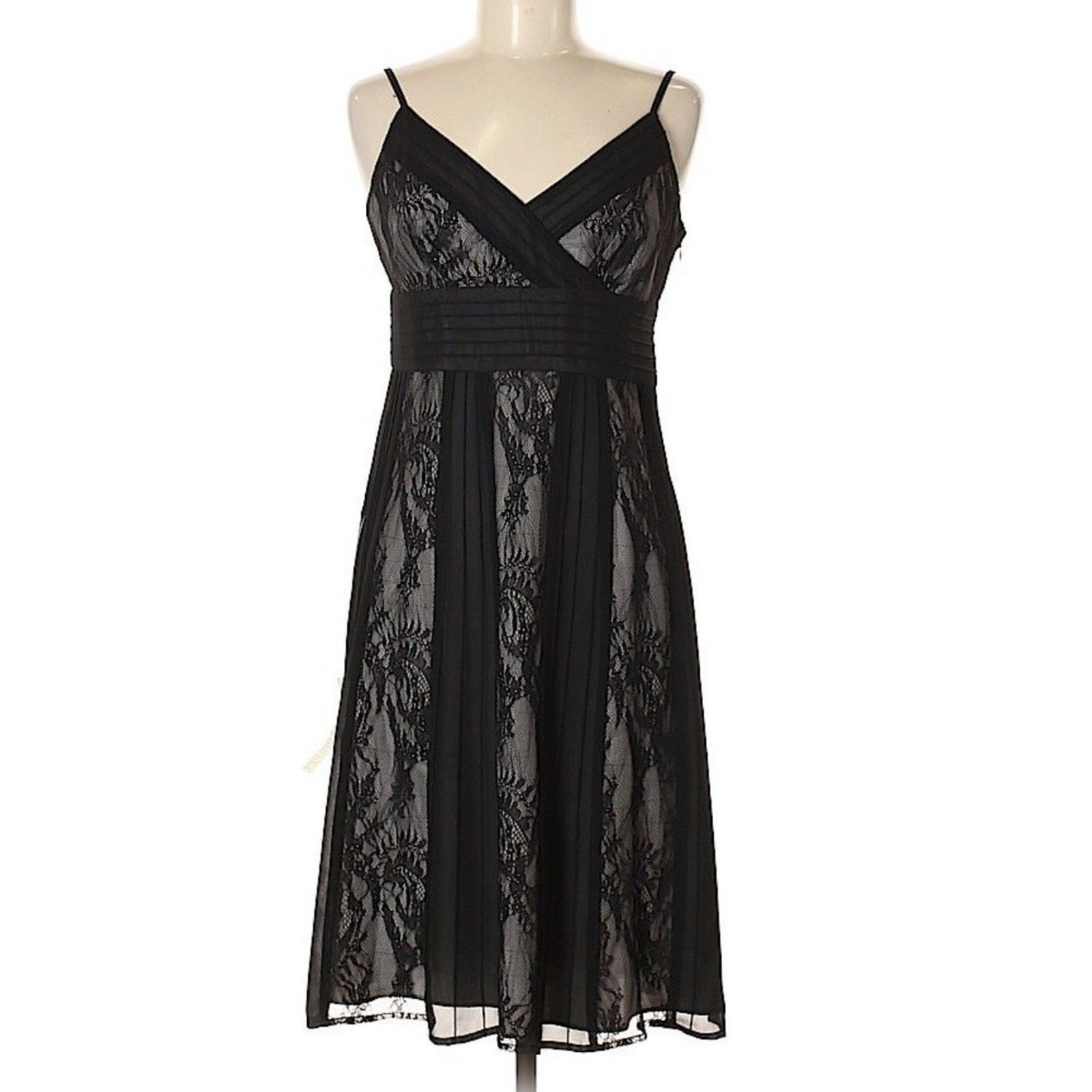 Loft Ann Taylor Black Lace Dress Spaghetti Strap Size 2